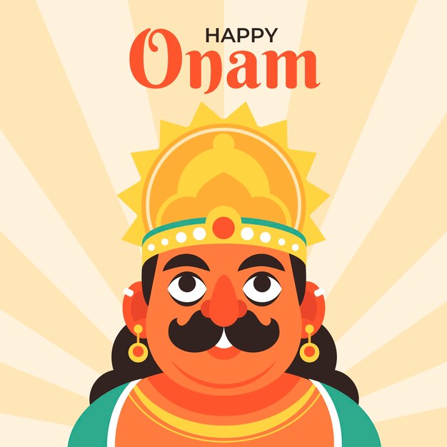 Ilustración de celebración de onam indio plano