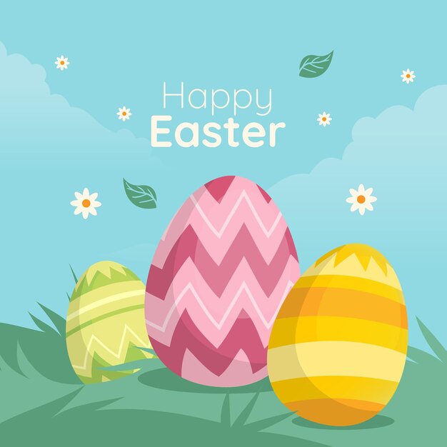 Ilustración de celebración de pascua plana