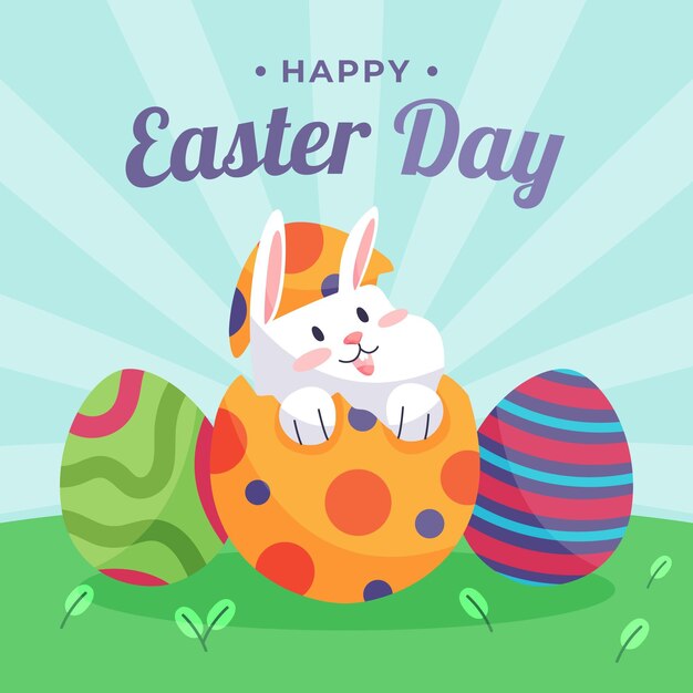 Ilustración de celebración de pascua plana