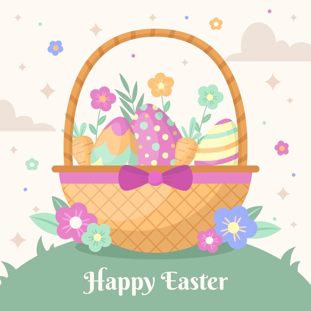 Ilustración de celebración de pascua plana