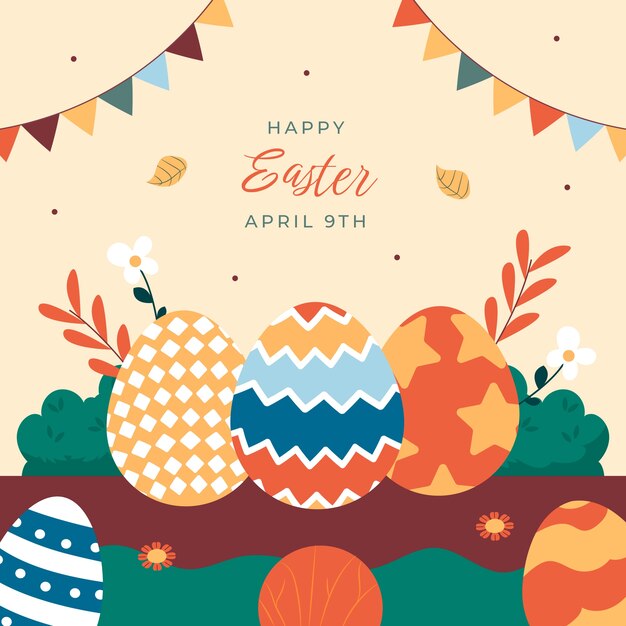 Ilustración de celebración de pascua plana