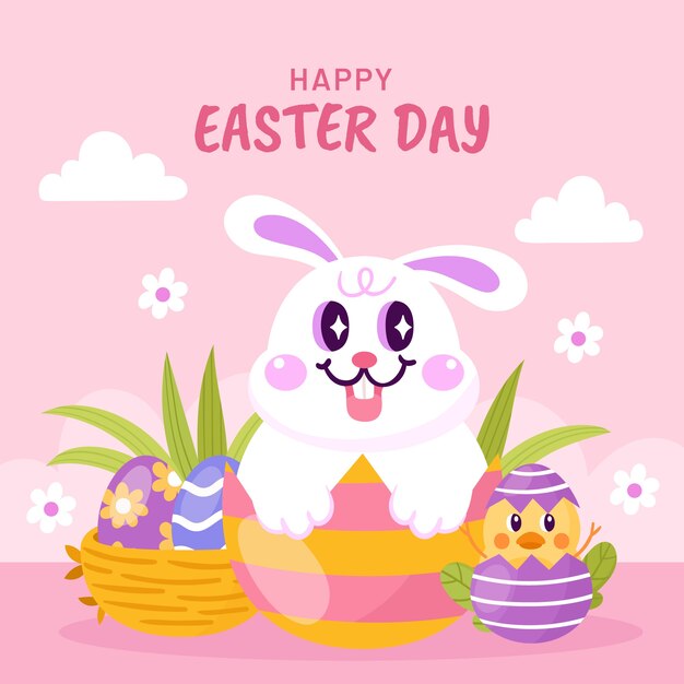 Ilustración de celebración de pascua plana