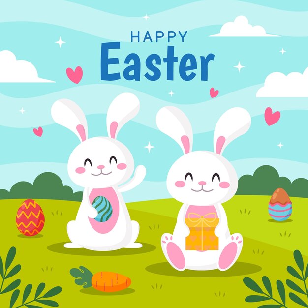 Ilustración de celebración de pascua plana
