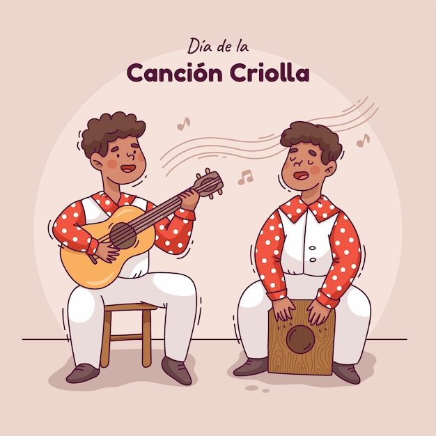 Vector gratuito ilustración para la celebración peruana del día de la canción criolla.