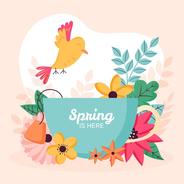 Ilustración de celebración de primavera plana