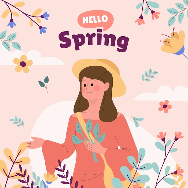 Ilustración de celebración de primavera plana