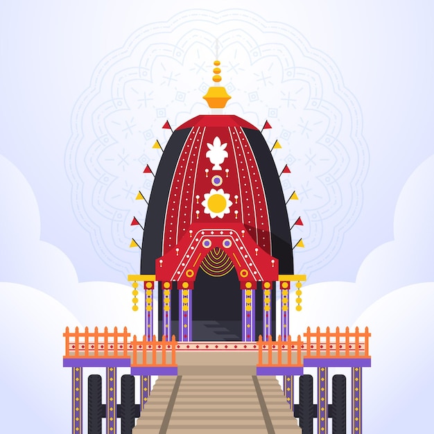 Vector gratuito ilustración de celebración de rath yatra plana