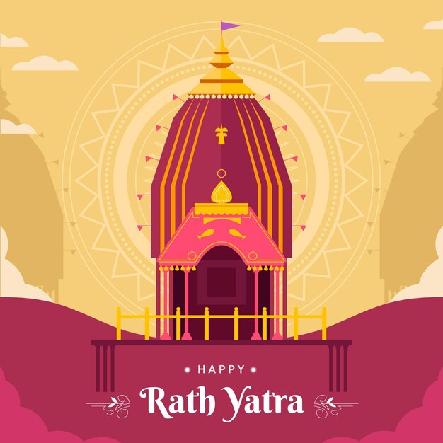 Ilustración de celebración de rath yatra plana