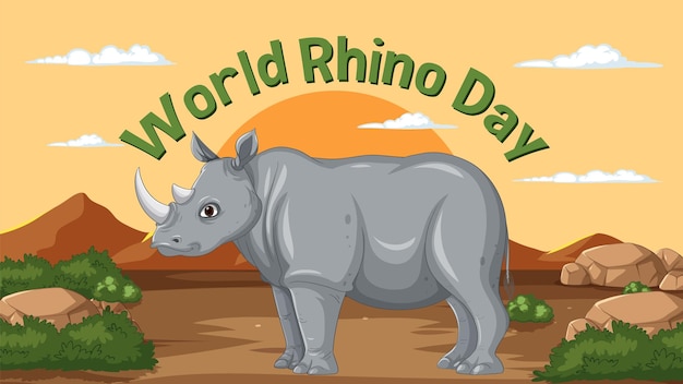 Vector gratuito ilustración para celebrar el día mundial del rinoceronte
