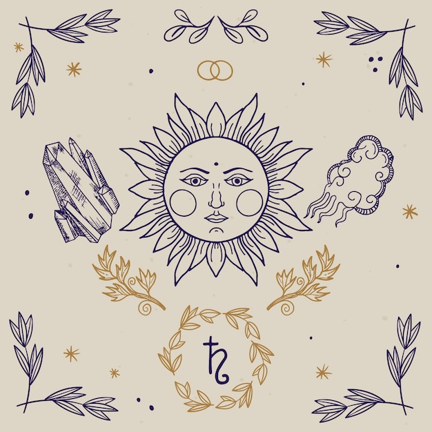 Ilustración celestial dibujada a mano