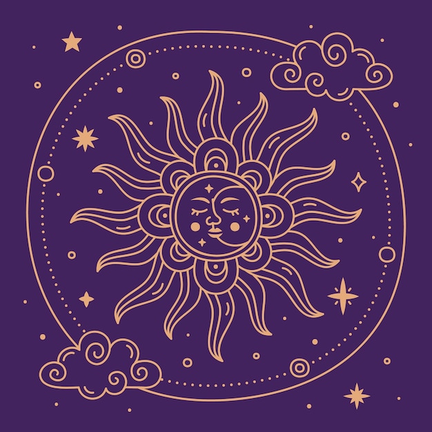 Ilustración celestial dibujada a mano.