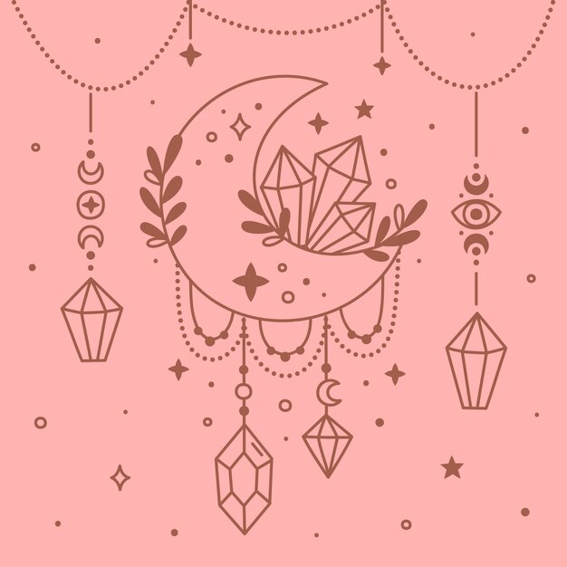 Ilustración celestial dibujada a mano