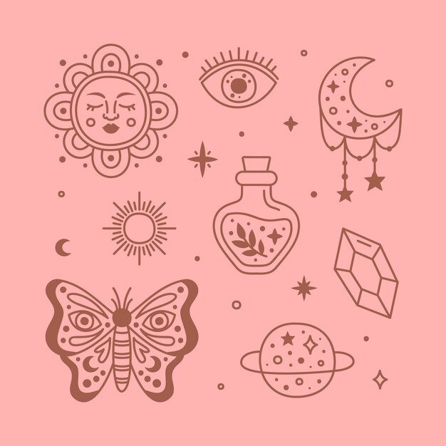 Ilustración celestial dibujada a mano.