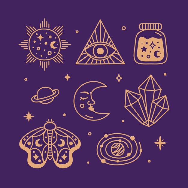 Ilustración celestial dibujada a mano.