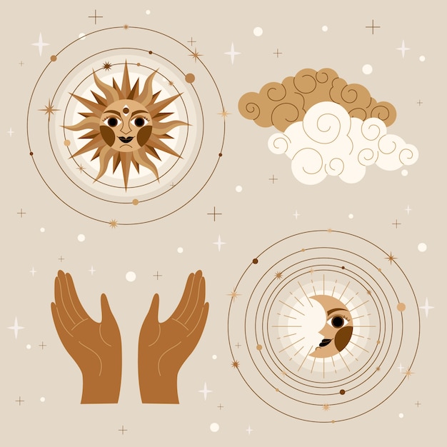 Ilustración celestial dibujada a mano.