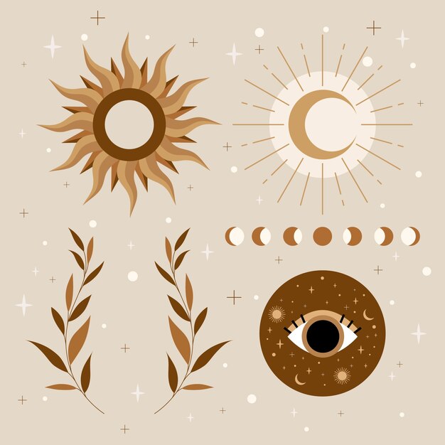 Ilustración celestial dibujada a mano.