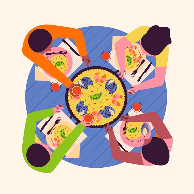 Ilustración de cena dibujada a mano