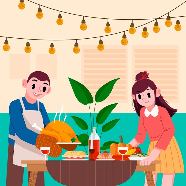 Ilustración de cena dibujada a mano