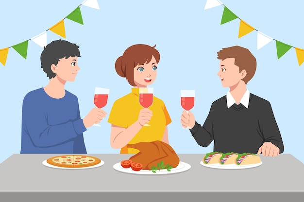 Vector gratuito ilustración de cena dibujada a mano