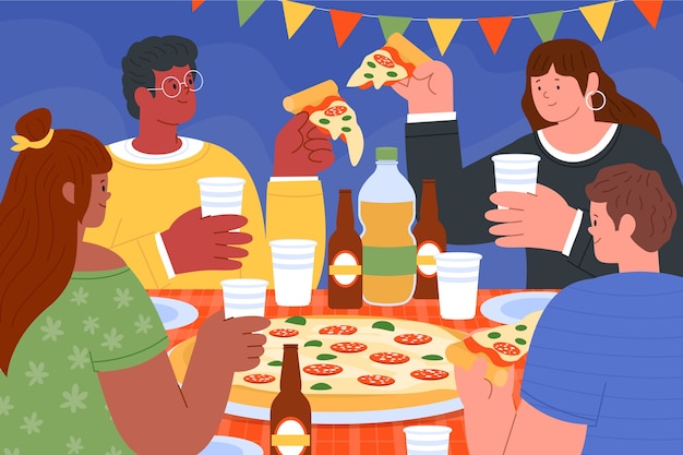Ilustración de cena dibujada a mano