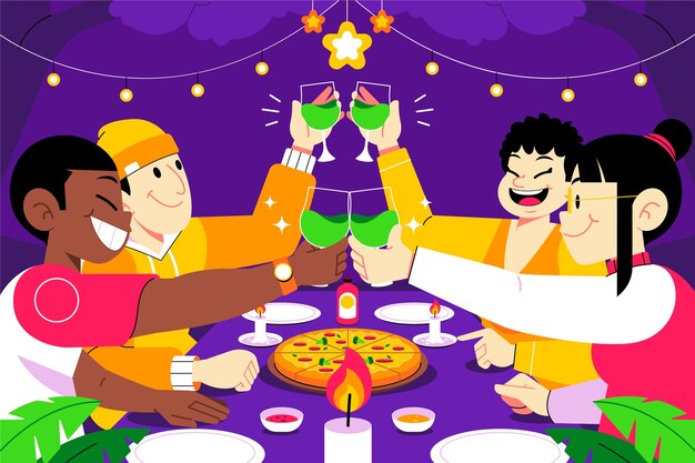 Ilustración de cena dibujada a mano