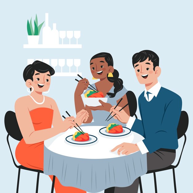 Ilustración de cena de diseño plano