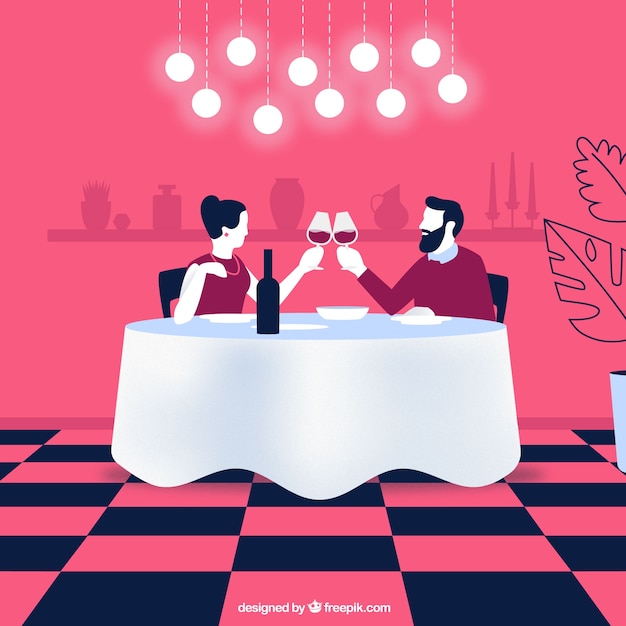 Vector gratuito ilustración cena pareja