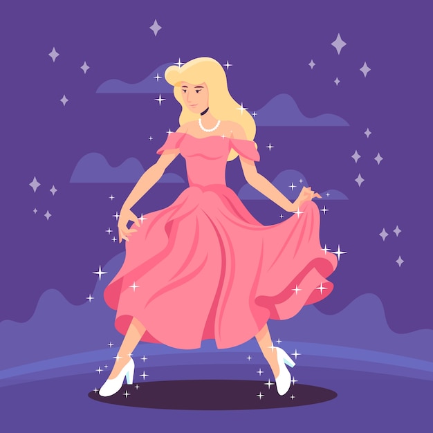 Vector gratuito ilustración de cenicienta con sus zapatos de cristal