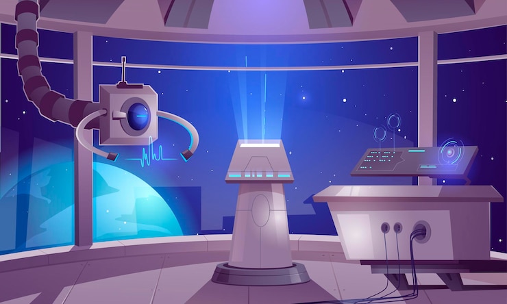 Vector gratuito ilustración del centro de control de la nave espacial