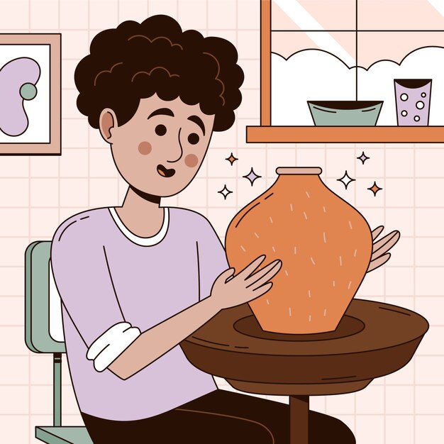 Ilustración de cerámica dibujada a mano