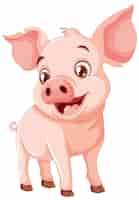 Vector gratuito ilustración de un cerdo animado alegre