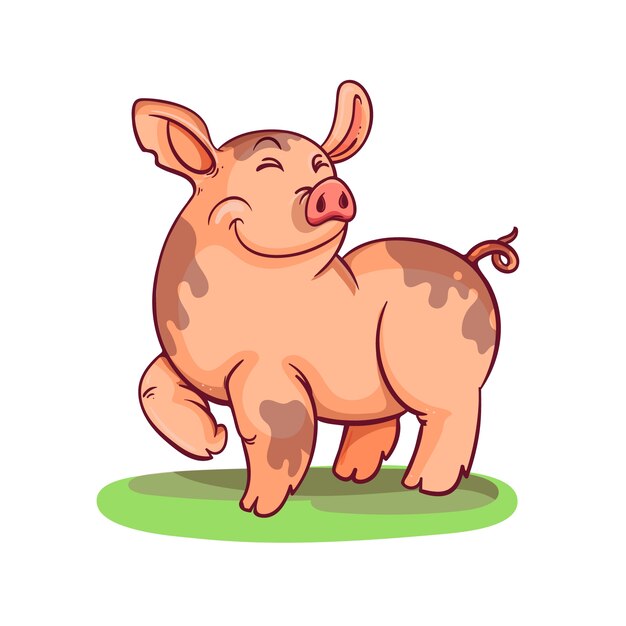 Ilustración de cerdo de dibujos animados dibujados a mano