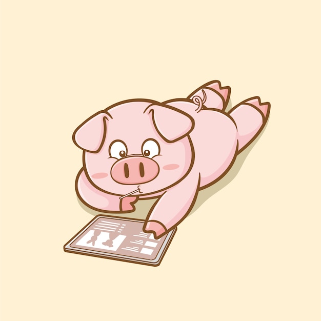 Ilustración de cerdo de dibujos animados dibujados a mano