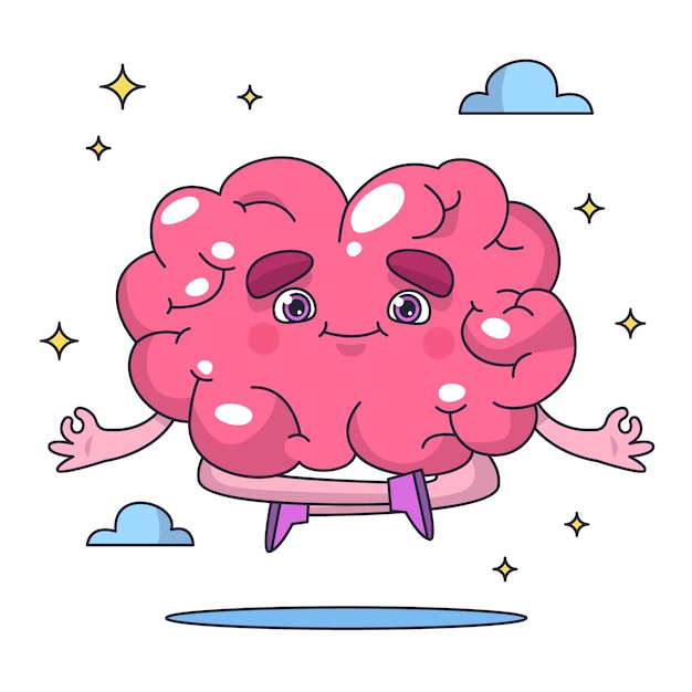Ilustración de cerebro de dibujos animados dibujados a mano