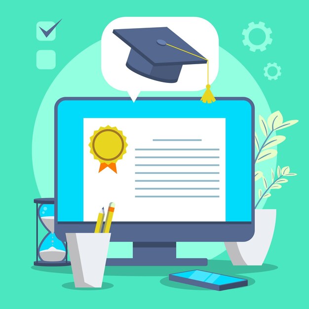 Ilustración de certificación en línea