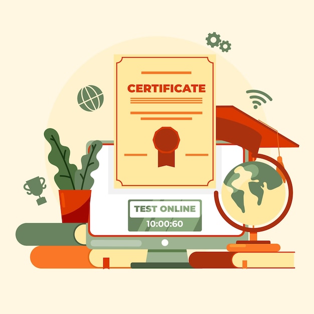 Ilustración de certificación en línea