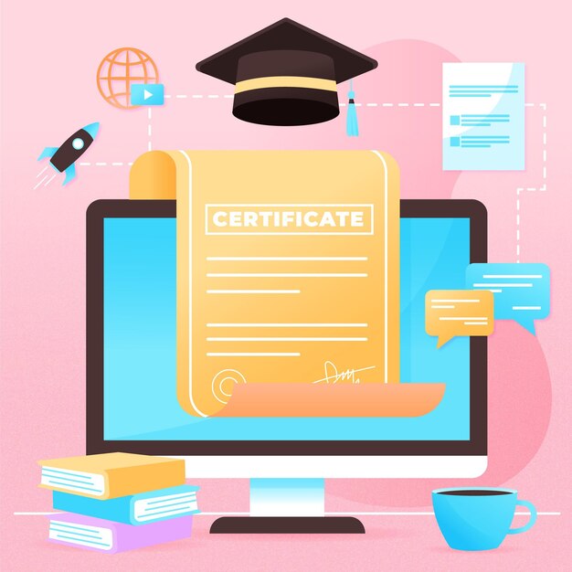Ilustración de certificación en línea