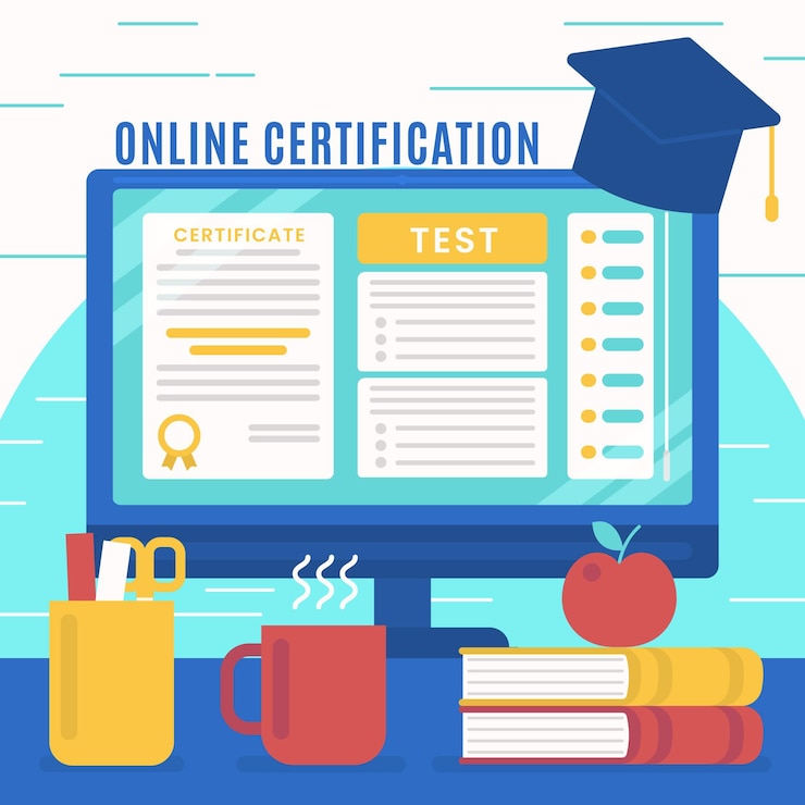 Vector gratuito ilustración de certificación en línea