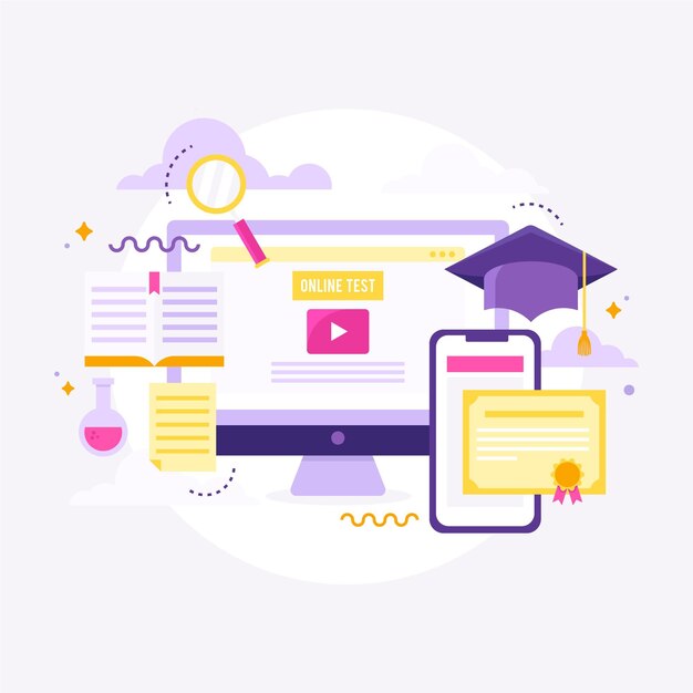 Ilustración de certificación en línea