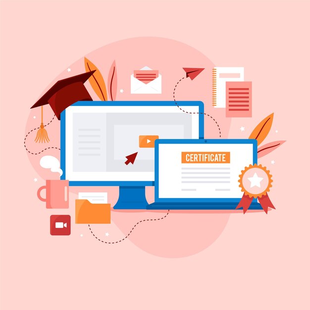 Ilustración de certificación en línea
