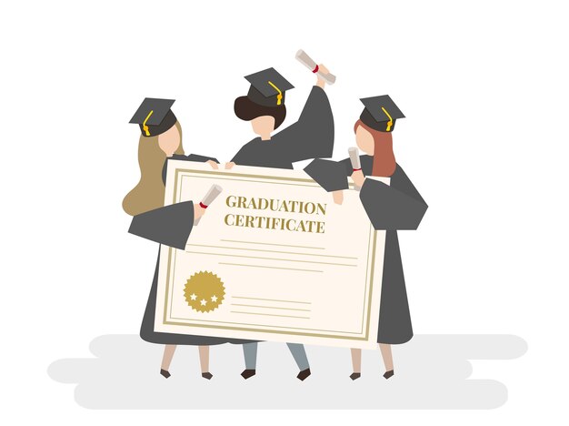 Ilustración del certificado de graduación.