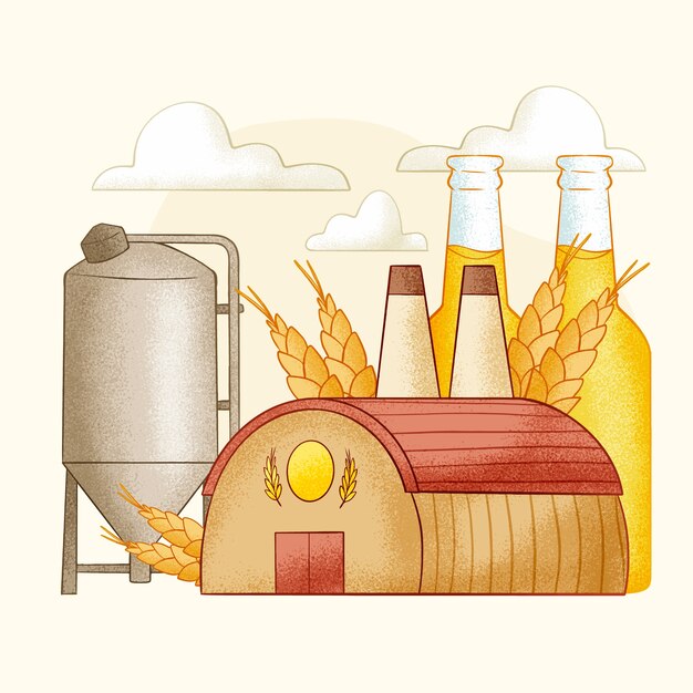 Ilustración de cervecería dibujada a mano