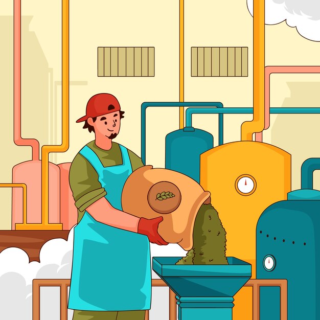 Ilustración de cervecería dibujada a mano