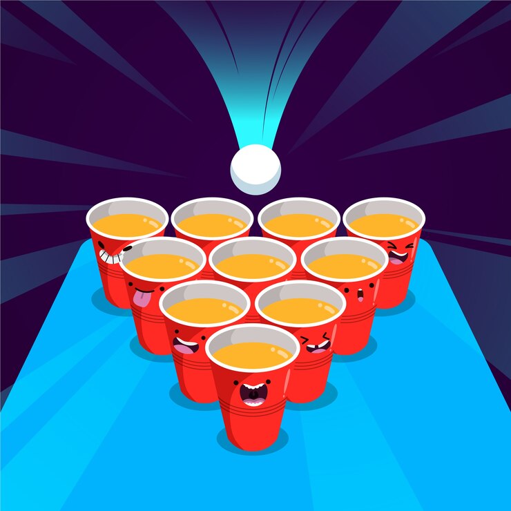 Vector gratuito ilustración de cerveza pong dibujada a mano
