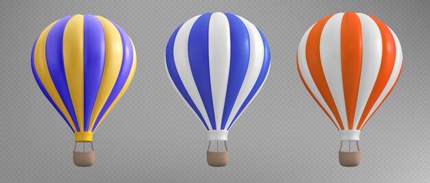 ilustración de cesta de globo de aire de hoy aislado 3d
