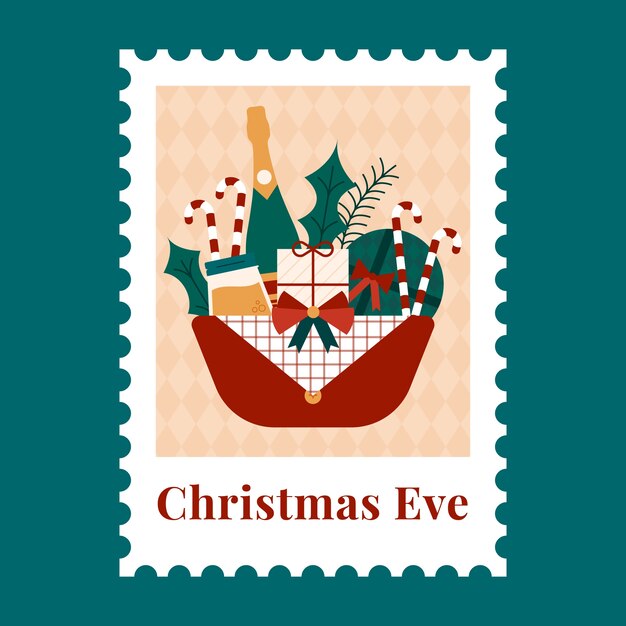 Ilustración de cesta de navidad plana