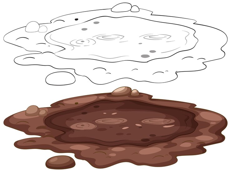 Vector gratuito ilustración del charco de barro de dibujos animados