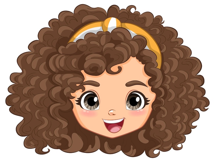 Vector gratuito ilustración de una chica alegre de cabello rizado
