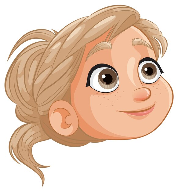 Ilustración de una chica alegre con el cabello trenzado