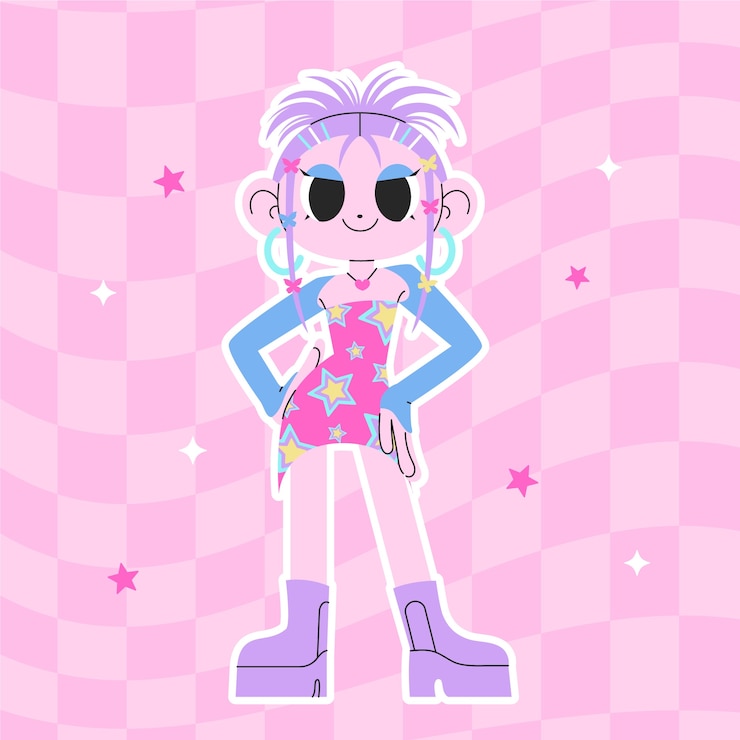 Vector gratuito ilustración de la chica del año 2000 dibujada a mano